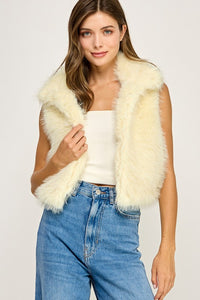 Butter Yellow Cloudy Fur Vest