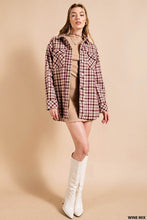 Wine Mix Plaid Shirt Button Down Jacket
