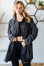 Black Wash istressed Denim Western Shirts Long Fit Jacket