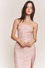 Blush Sequin Tube Slit Midi Dress