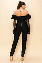 Black Bandage Puff Glove Jumpsuit