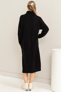 Black Too Cute Turtleneck Sweater Midi Dress