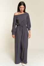 Dark Gray One Shoulder Terry Jumpsuit