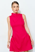Red Metal Accent Side-pleat Sculpted Mini Dress