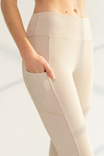 Seashell Plus Size Nylon Rib Yoga Leggings With Side Pocket