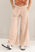 Tan High Rise Wide Leg Drawstring Pants
