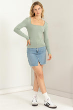 Iceberg Green Positively Perfect Square Neck Long Sleeve Top