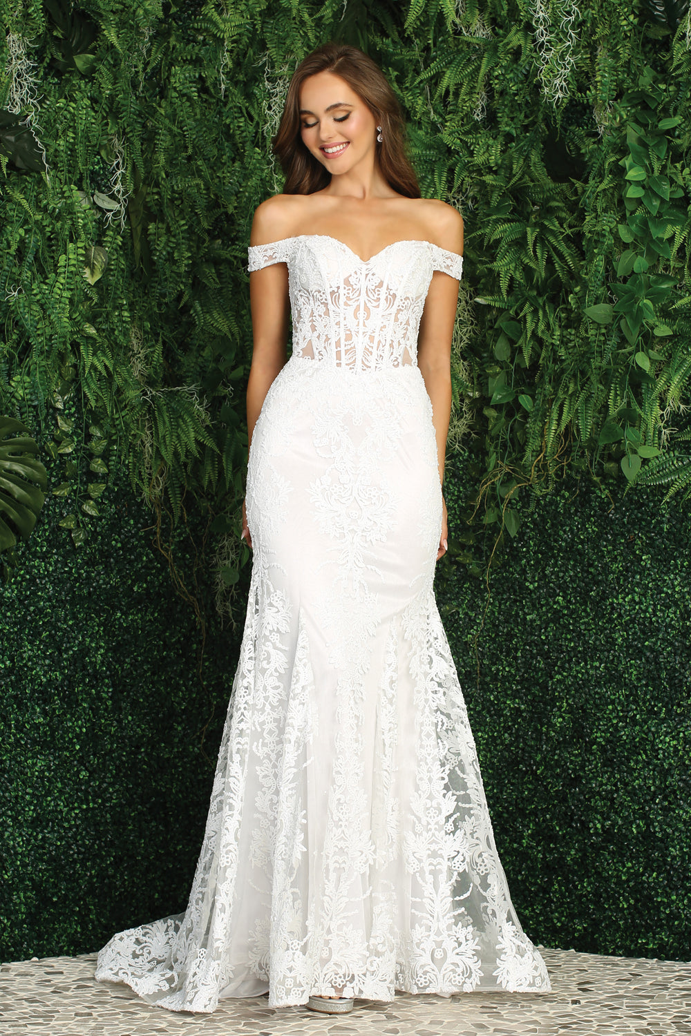 White Fitted Corset Long Formal Prom Dress