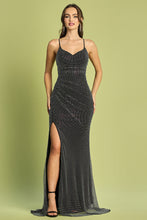 Black Sleeveless Gown with Beaded Embellishments and a Fitted Slit