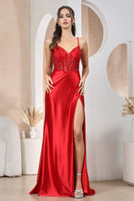 Red Silk Satin Long Evening Gown