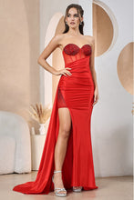 Red Sweetheart Bustier Corset Top Sheath Dress