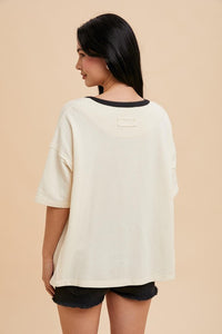 Vanilla Creme Henley Ringer Tee
