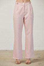 Lt Pink Stretch Woven Trousers With Button Detail