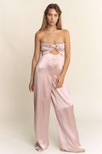 Mauve Satin Pintucked Bust Open Back Wide Leg Jumpsuit