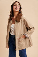 Beige Corduroy Collared Cotton Chore Jacket