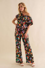 Black Multi Sequin Flower Boots Cut Long Pants