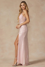 Ice Pink Machine Sequin Gown With Corset Bodice Prom Gown