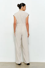 Cream High Neck Draped Waist Cap Sleeve Jumpsuit