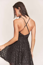 Black Satin Top With Sequin Bottom Contrast Dress