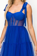 Royal Blue Bra Cap Bodice With Shoulder Strap Mesh Layers Max