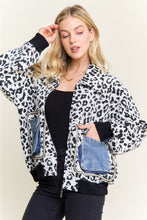 White Print Jacket With Denim Pockets