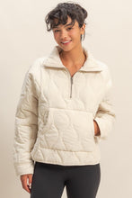 Cream Quilted Half Zip High Neck Pullover