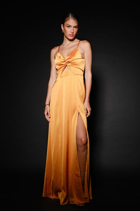 Mango Textured Satin Twist-front Maxi Dress