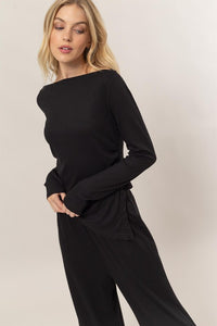 Black Set-Off-Shoulder Top And Pants Set