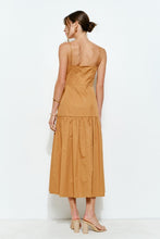 Mustard Square Neck Tiered Sleeveless Midi Dress