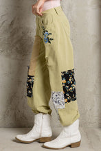 Pistachio Embroidered Patchwork Detail Jogger Pants