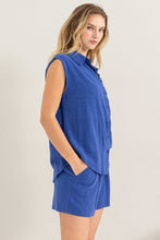 Cobalt Set-Linen Shirt And Shorts Set