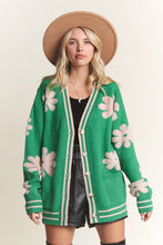 Green Button Down Floral Cardigan