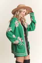 Green Button Down Floral Cardigan