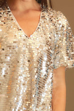 Silver Big Sequin V-neck Mini Dress