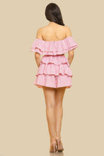 Pink Off-Shouldeer Ruffled Top With Matching Ruffle Bot