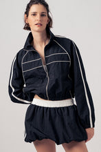 Black Retro Sport Cropped Track Jacket