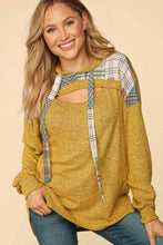 Butterscotch/Olive Multi Color Check Peekaboo Cut Out Hoodie