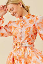 Orange Floral Print Mini Dress
