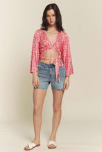 Pink Kimono Sleeve Multi Tie Top