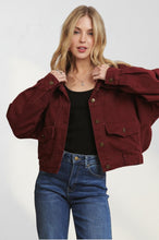 Wine Cropped Utility Pocket Jacket