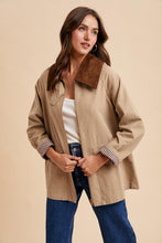 Beige Corduroy Collared Cotton Chore Jacket