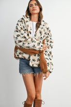 Cream/Khaki Bluebell Floral Sherpa Fleece Zip Jacket