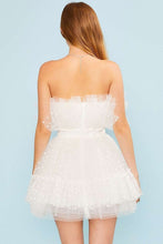 White Ruffle Heart Organza Mini Dress