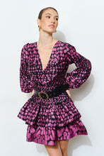 Grape Chic Polka Dot Silky Gold Belt Mini Dress