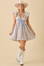 Light Grey Deep V-neck Mini Dress With Bubble Sleeve And Hem