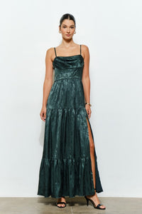 Hunter Floral Jacquard Satin Corset-style Maxi Dress