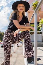 Brown Plus Size Animal Print Flared Yoga Pants