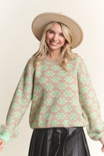 Khaki Floral Pattern Cutesy Sweater Top