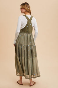 Olive All Over Embroidered Skirtall