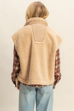 Beige Cozy Sherpa Vest Jacket With Tie-up Side Details